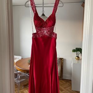 Red Gown Sequins Cut-Out Dave & Johnny 7/8